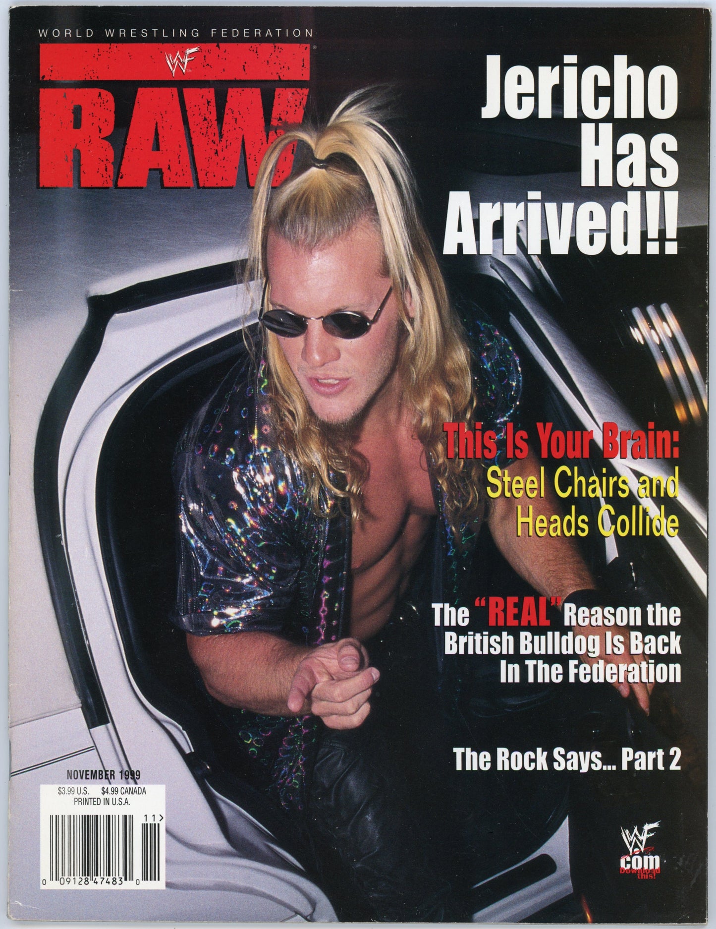 WWF WWE Raw Vintage Wrestling Magazine (November 1999) Chris Jericho Cover
