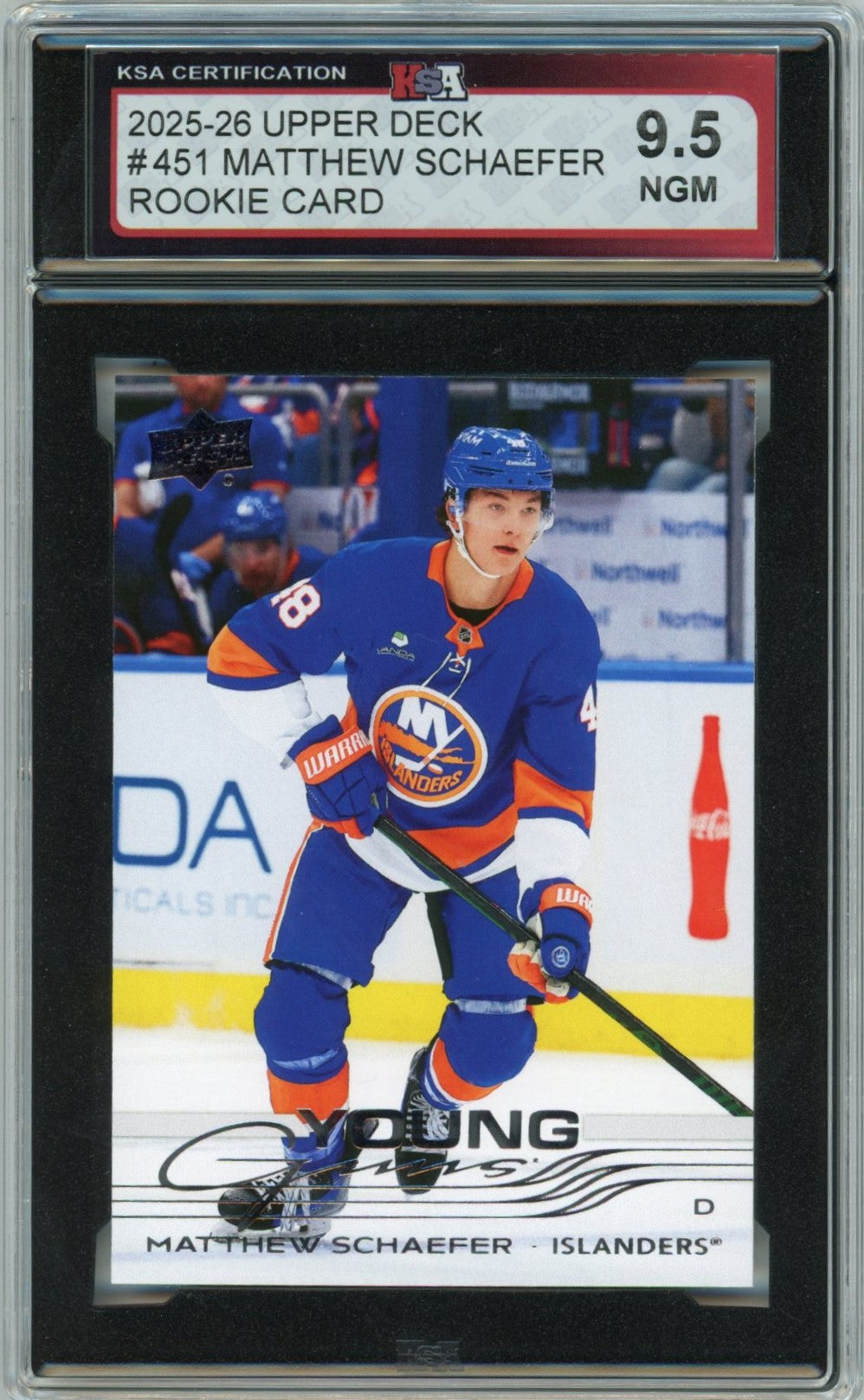 2025/26 Upper Deck Matthew Schaeffer Graded Young Guns Rookie Card #451 KSA 9.5