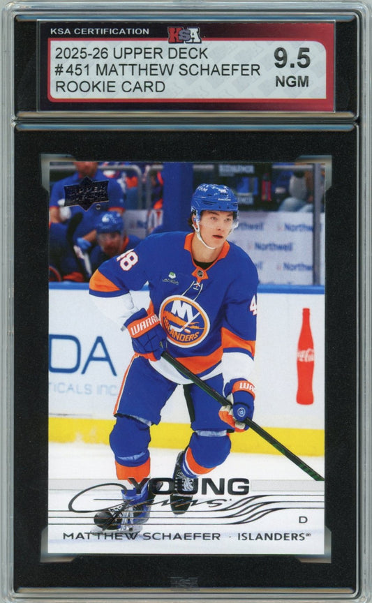 2025/26 Upper Deck Matthew Schaeffer Graded Young Guns Rookie Card #451 KSA 9.5