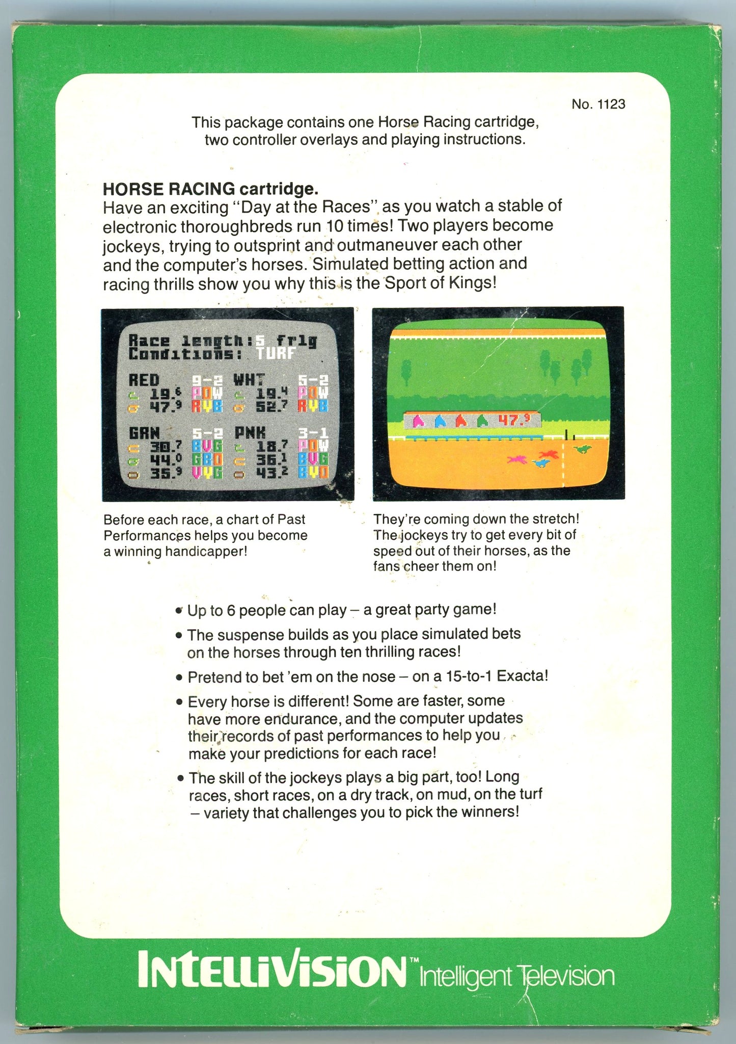 1979 Mattel Electronics Horse Racing Intellivision Video Game Cartridge in Box