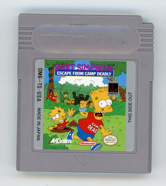 1991 Bart Simpson's Escape from Camp Deadly Game Boy Video Game Cartridge