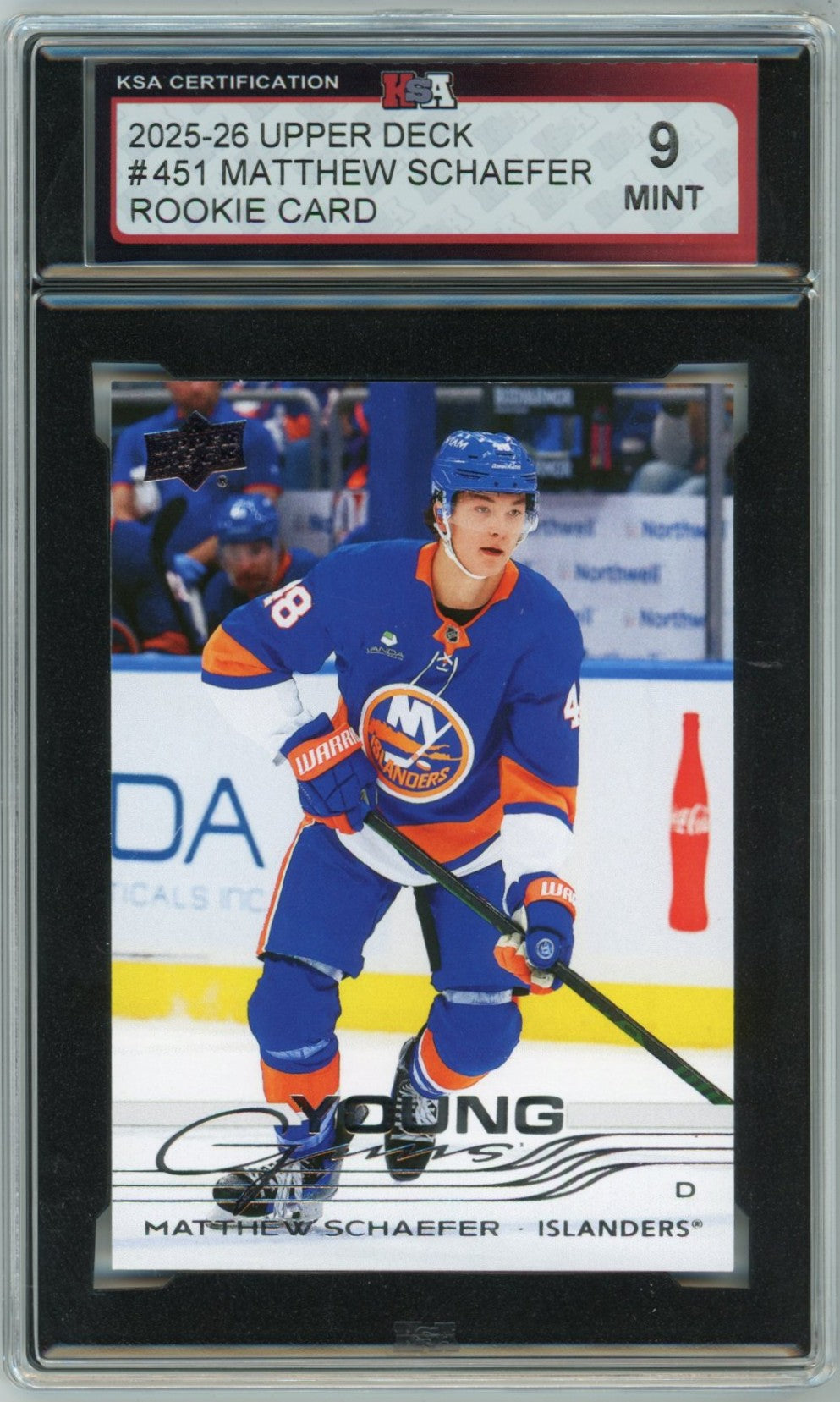 2025/26 Upper Deck Matthew Schaeffer Graded Young Guns Rookie Card #451 KSA 9