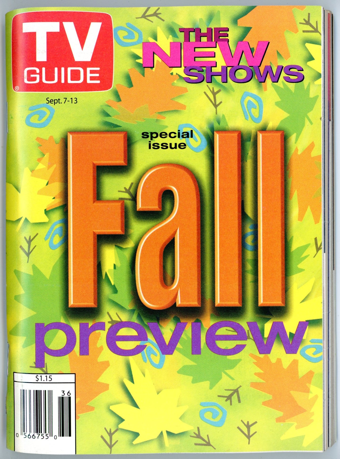 TV Guide Canada Vintage Magazine (September 7-13 1996) Newsstand Fall Preview