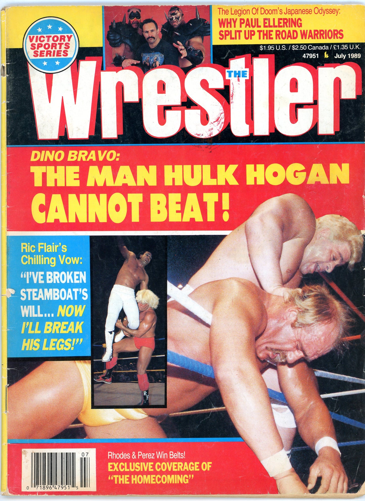 The Wrestler Vintage Magazine (July, 1989) Dino Bravo, Hulk Hogan