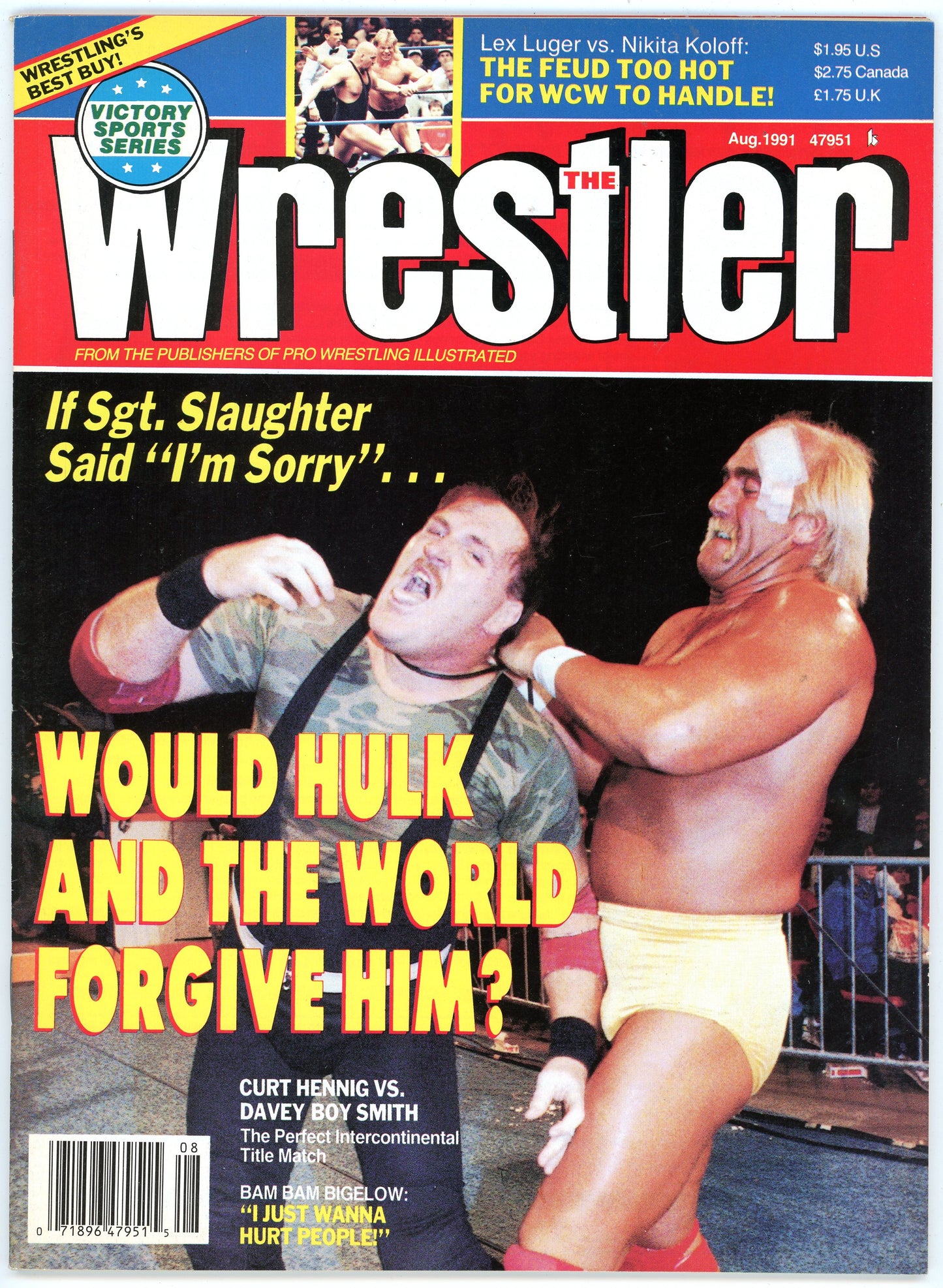 The Wrestler Vintage Magazine (August, 1991) Sgt. Slaughter, Hulk Hogan