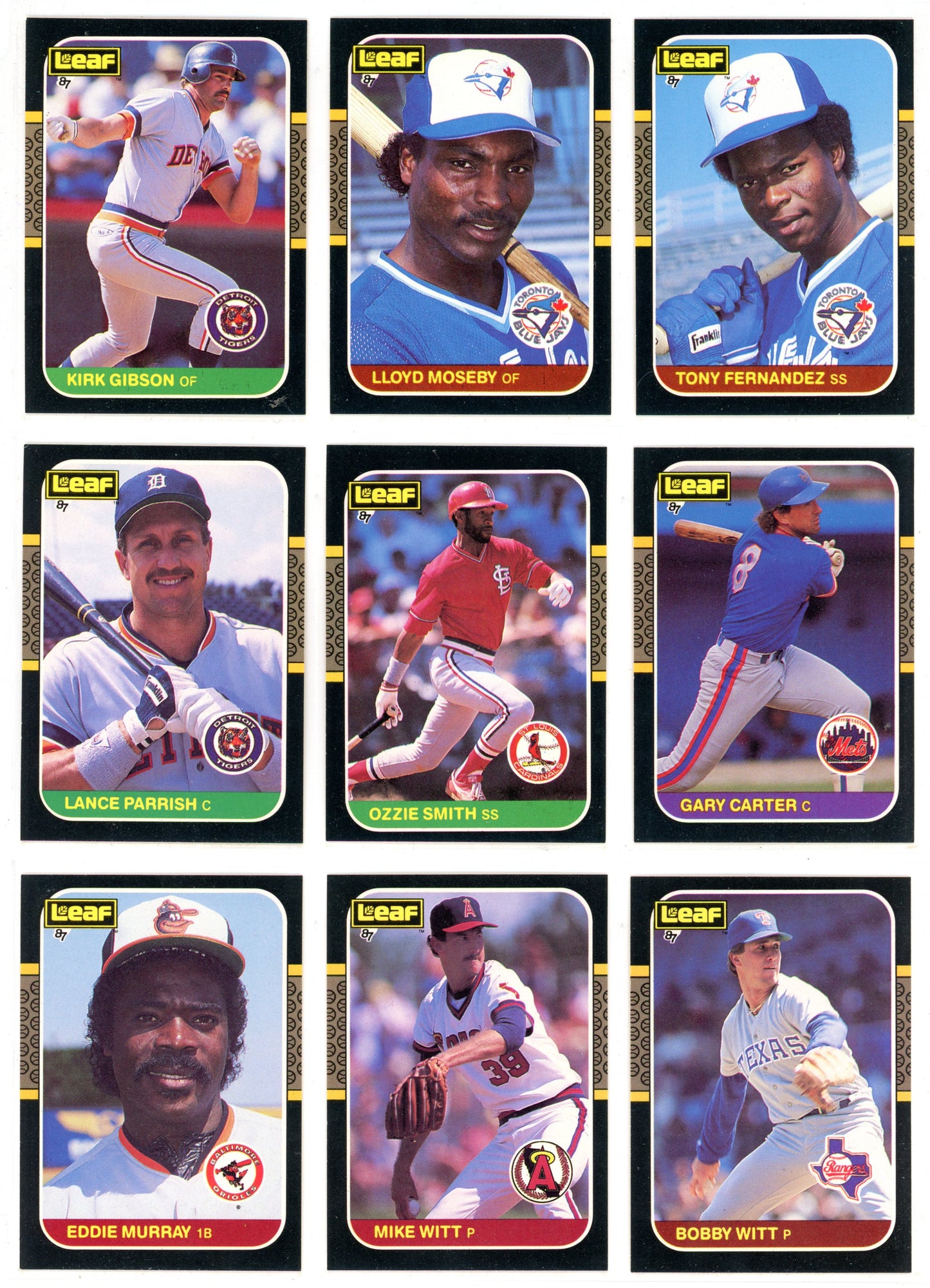 1987 Leaf Baseball Card Complete Set (264 Cards) + Roberto Clemente Puzzle Maddux, Bo Jackson RC High Grade!