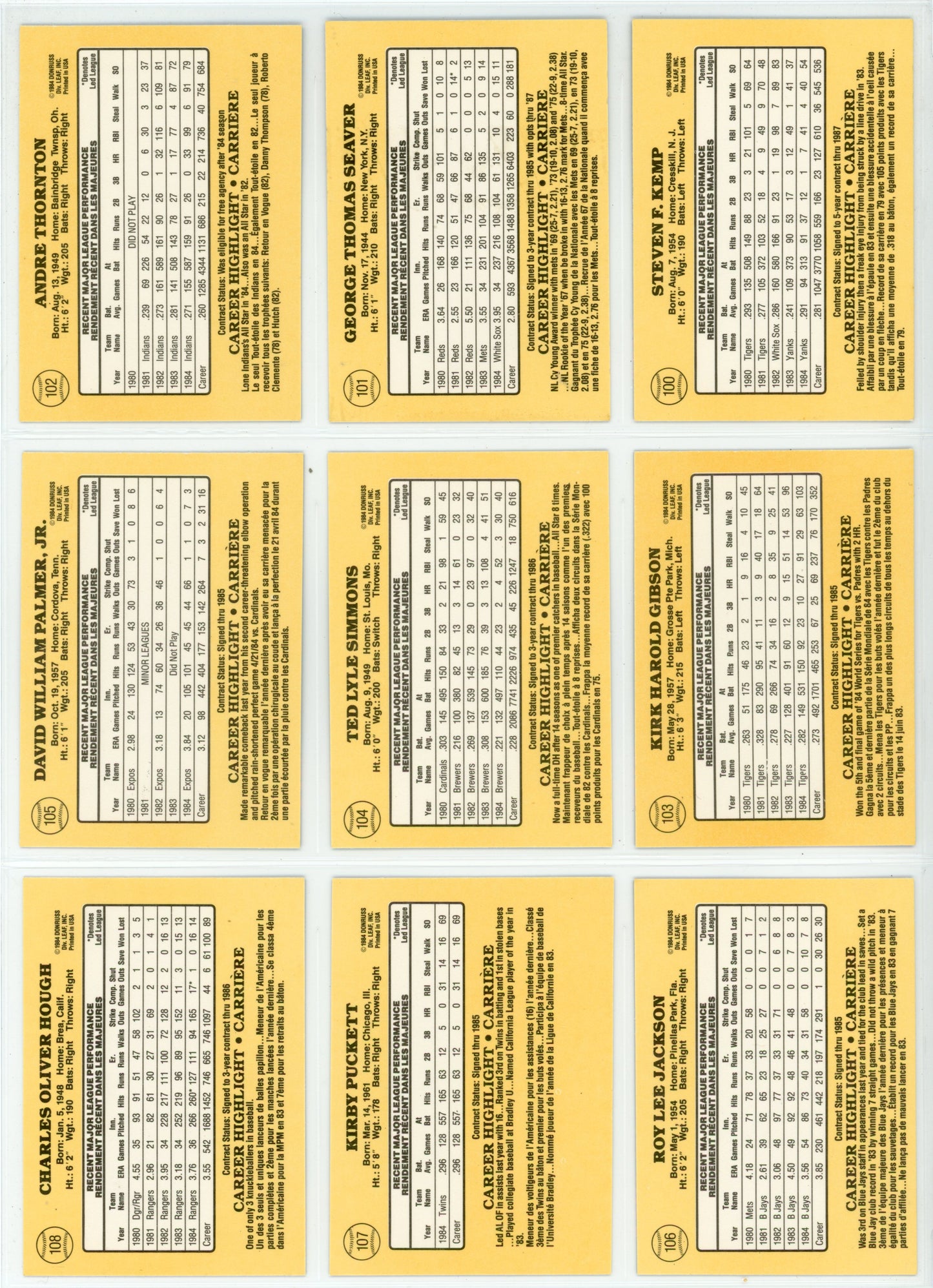 1985 Leaf Donruss Card MLB Baseball Card Complete Set (260 Cards)