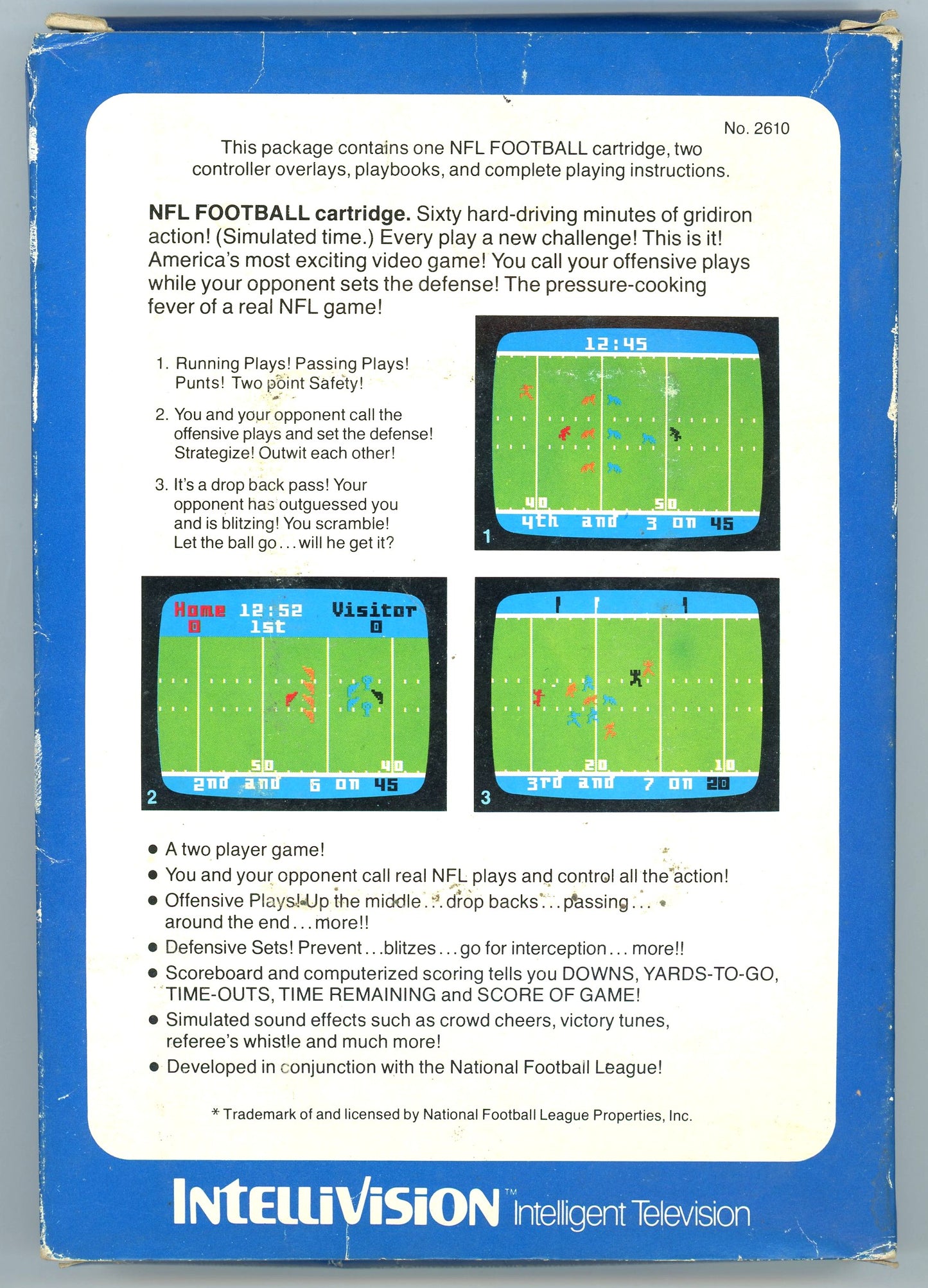 1979 Mattel Electronics NFL Football Intellivision Video Game Cartridge in Box