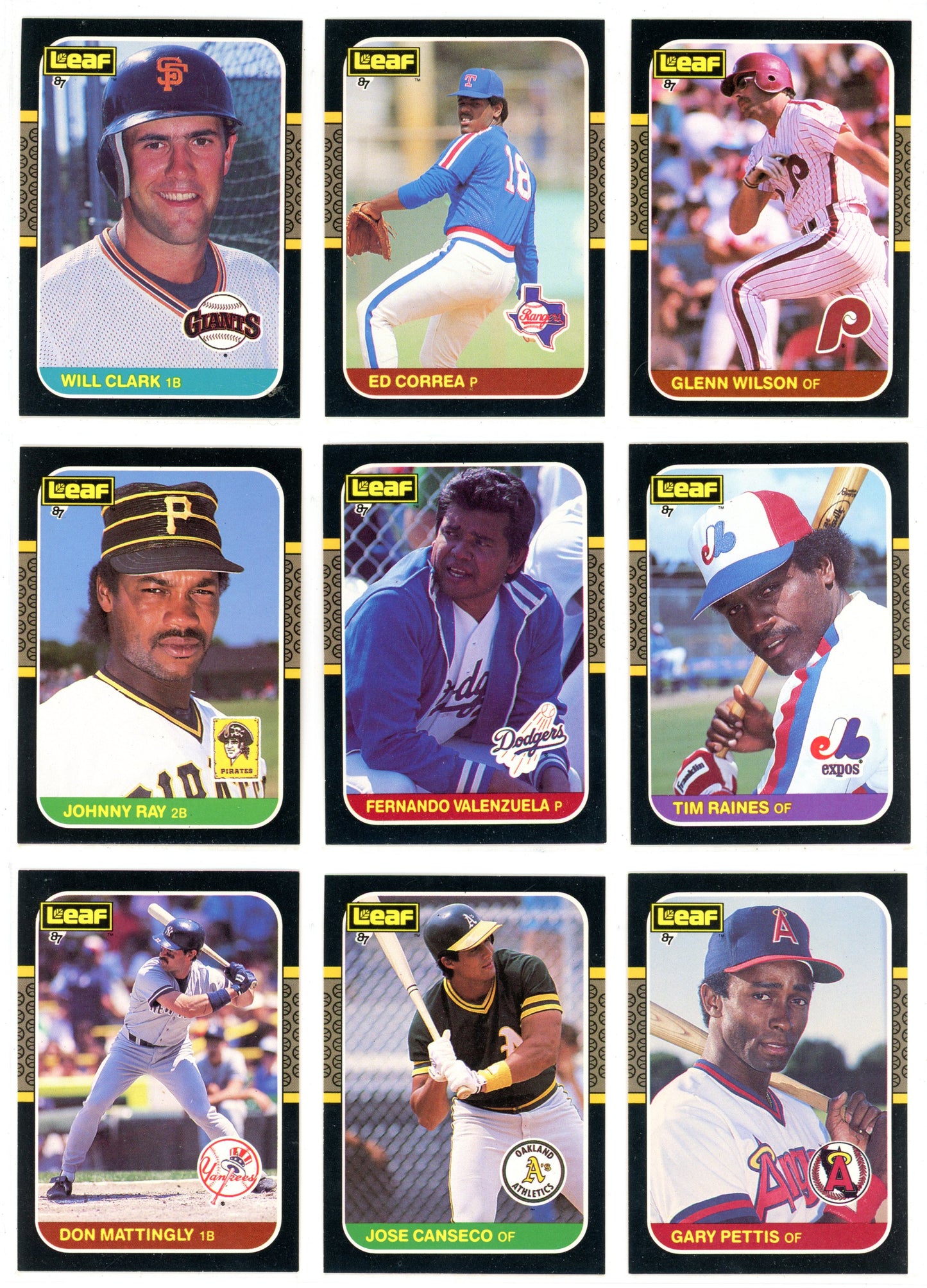 1987 Leaf Baseball Card Complete Set (264 Cards) + Roberto Clemente Puzzle Maddux, Bo Jackson RC High Grade!