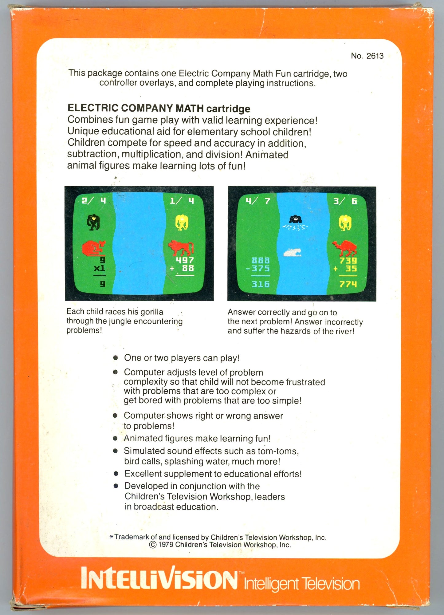 1979 Mattel Electronics The Electric Company Math Fun Intellivision Video Game Cartridge in Box