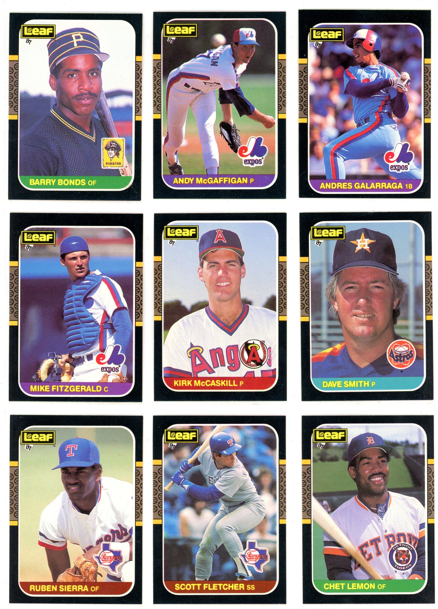 1987 Leaf Baseball Card Complete Set (264 Cards) + Roberto Clemente Puzzle Maddux, Bo Jackson RC High Grade!