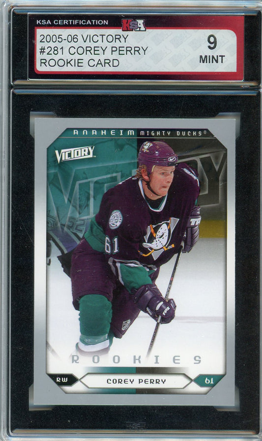 2005/06 Upper Deck Victory Corey Perry Graded Rookie Card #281 KSA 9