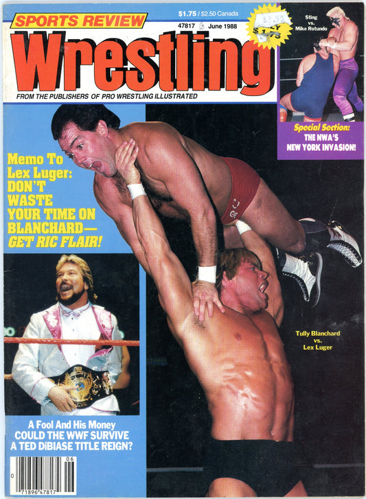 Sports Review Wrestling Vintage Magazine (June, 1988) Tully Blanchard vs. Lex Luger