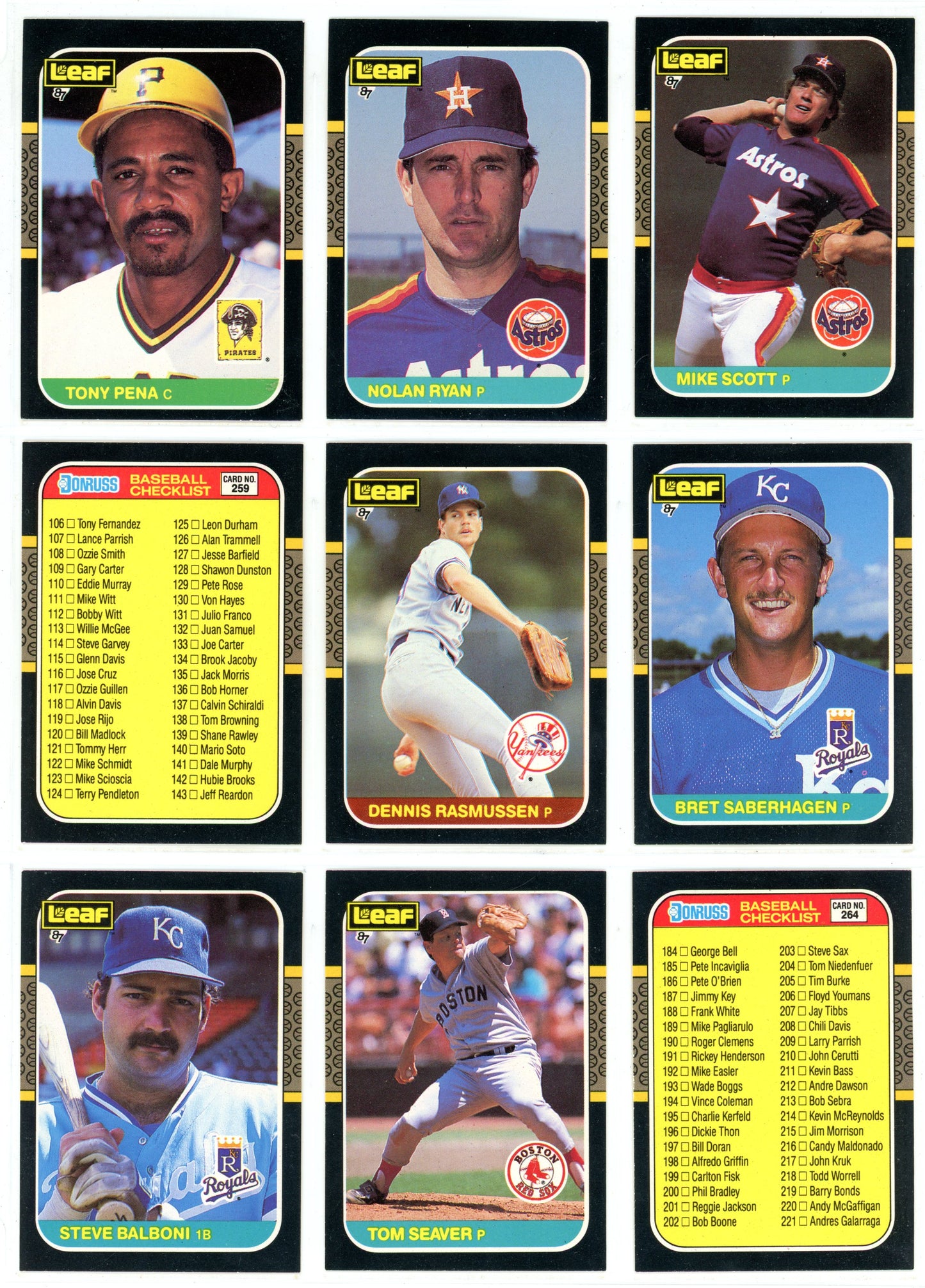 1987 Leaf Baseball Card Complete Set (264 Cards) + Roberto Clemente Puzzle Maddux, Bo Jackson RC High Grade!