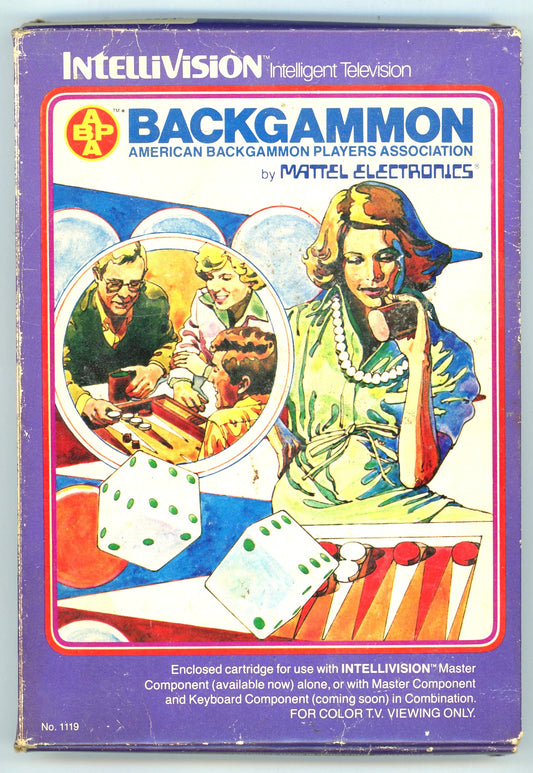 1979 Mattel Electronics Backgammon Intellivision Video Game Cartridge in Box