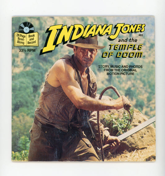1984 Buena Vista Records Indiana Jones and the Temple of Doom 33RPM 7" Vintage Vinyl Record and Book