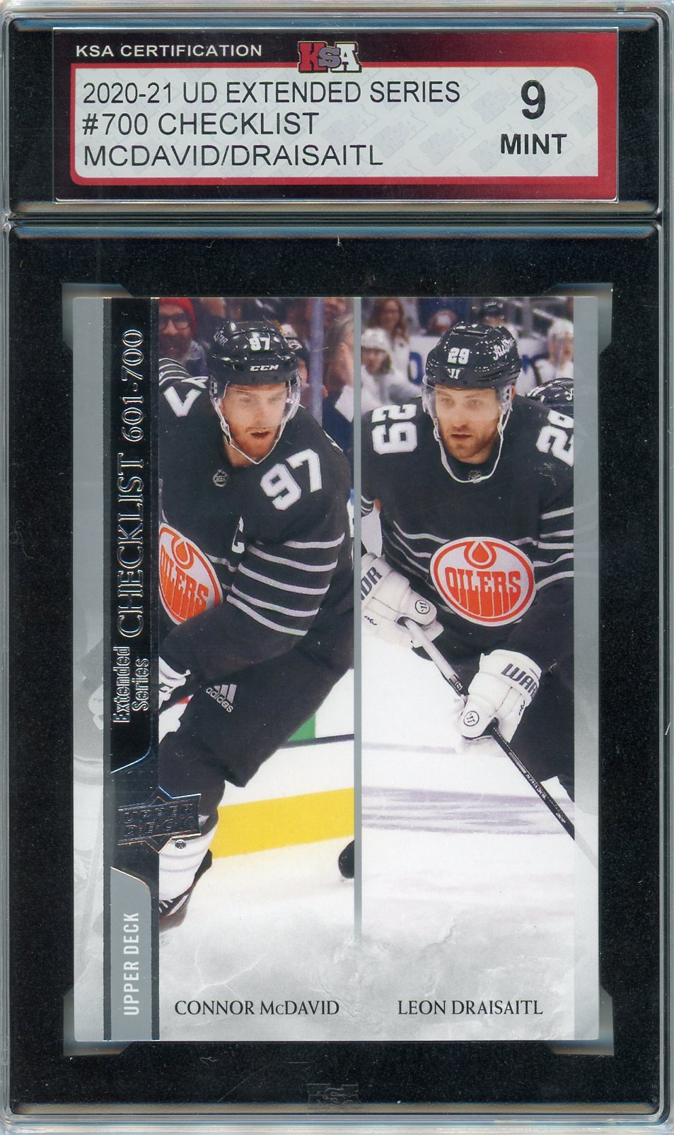 2020/21 Upper Deck Extended Series McDavid / Draisaitl Checklist Graded Card #700 KSA 9