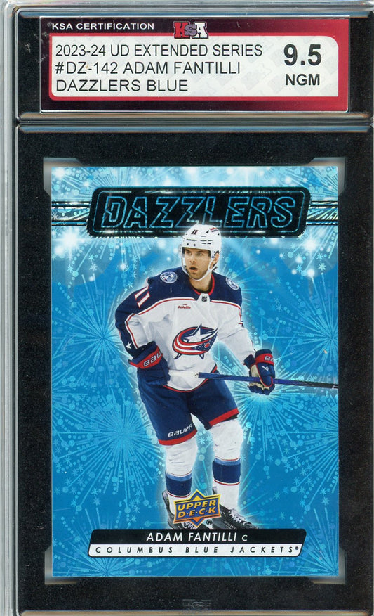 2023/24 UD Extended Series Adam Fantilli Dazzlers Blue Graded Card #DZ-142 KSA 9.5