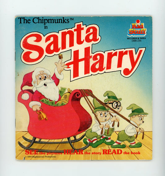 1984 Kid Stuff Records The Chipmunks in Santa Harry 33RPM 7" Vintage Vinyl Record and Book