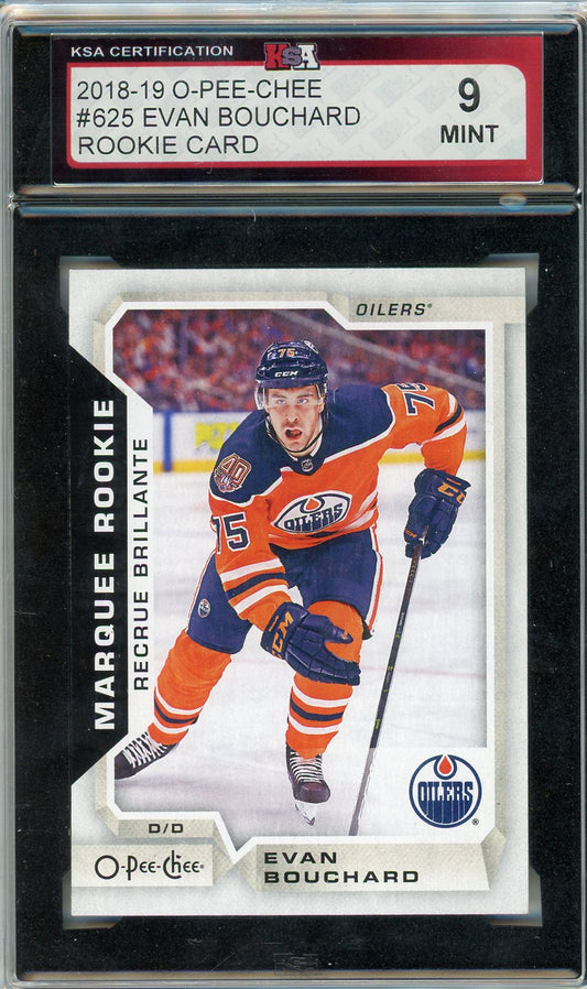 2018/19 OPC O-Pee-Chee Evan Bouchard Graded Rookie Card #625 KSA 9