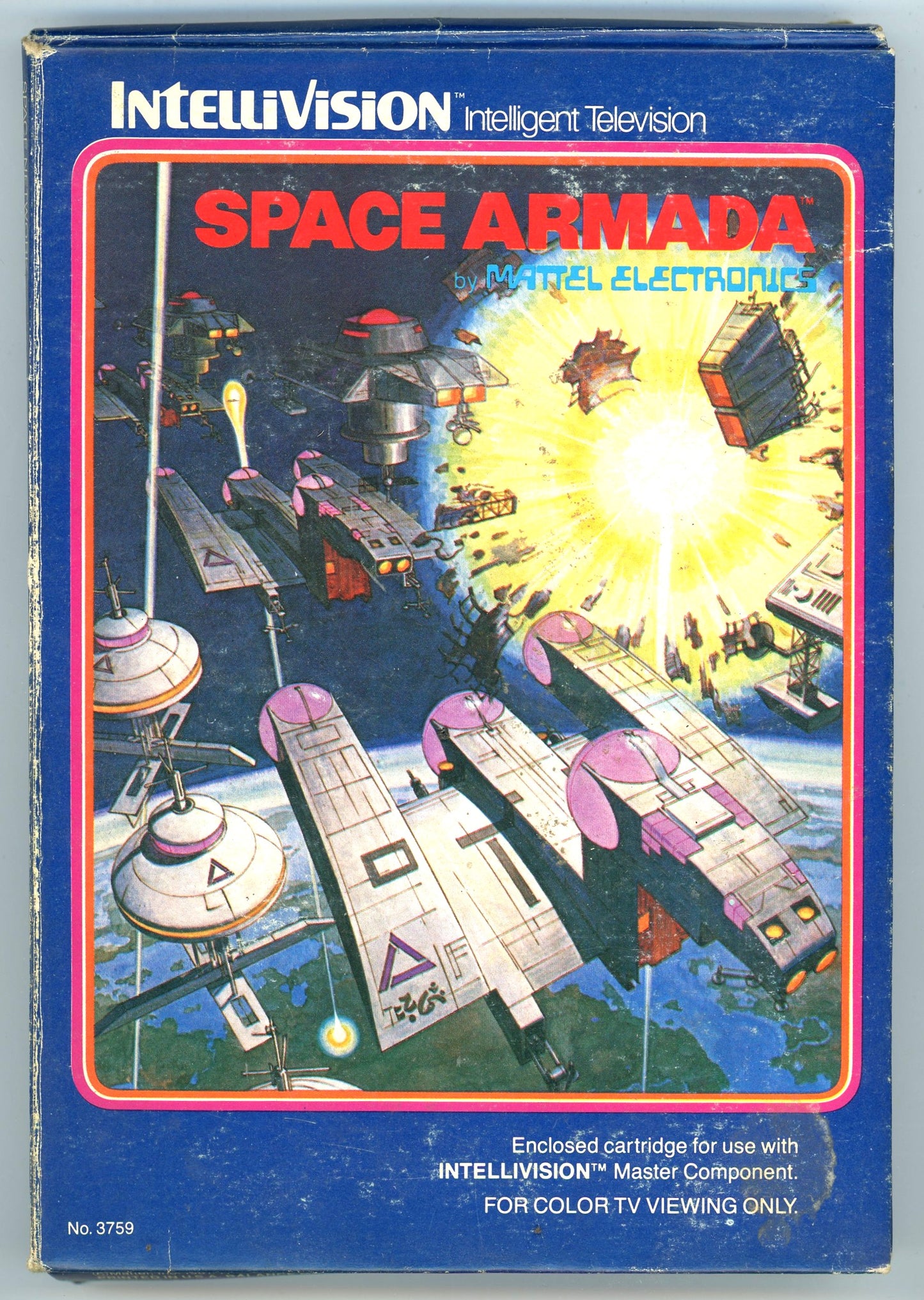 1981 Mattel Electronics Space Armada Intellivision Video Game Cartridge in Box