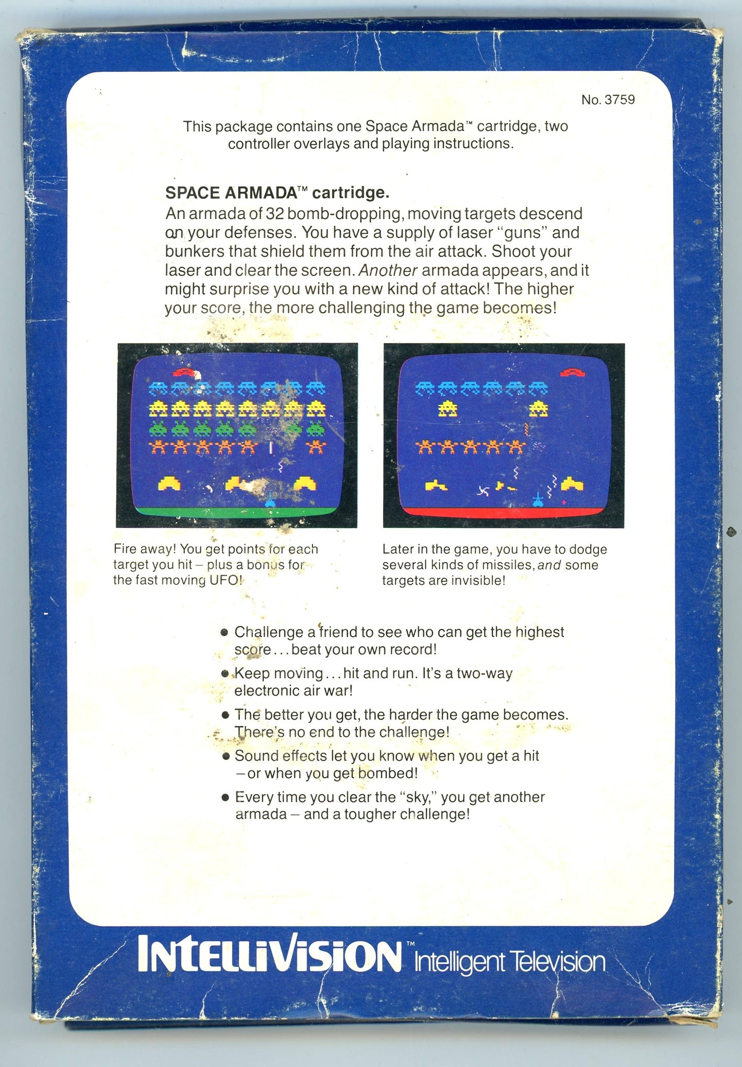 1981 Mattel Electronics Space Armada Intellivision Video Game Cartridge in Box