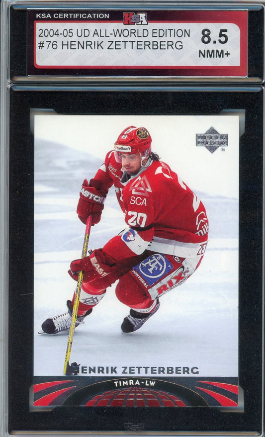 2004/05 Upper Deck All-World Edition Henrik Zetterberg Graded Card #76 KSA 8.5