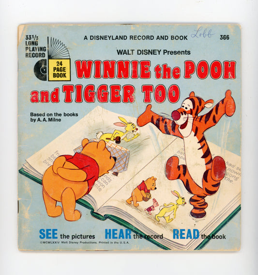 1971 Disneyland Vista Records Winnie the Pooh and Tigger Too 33RPM 7" Vintage Vinyl Record and Book