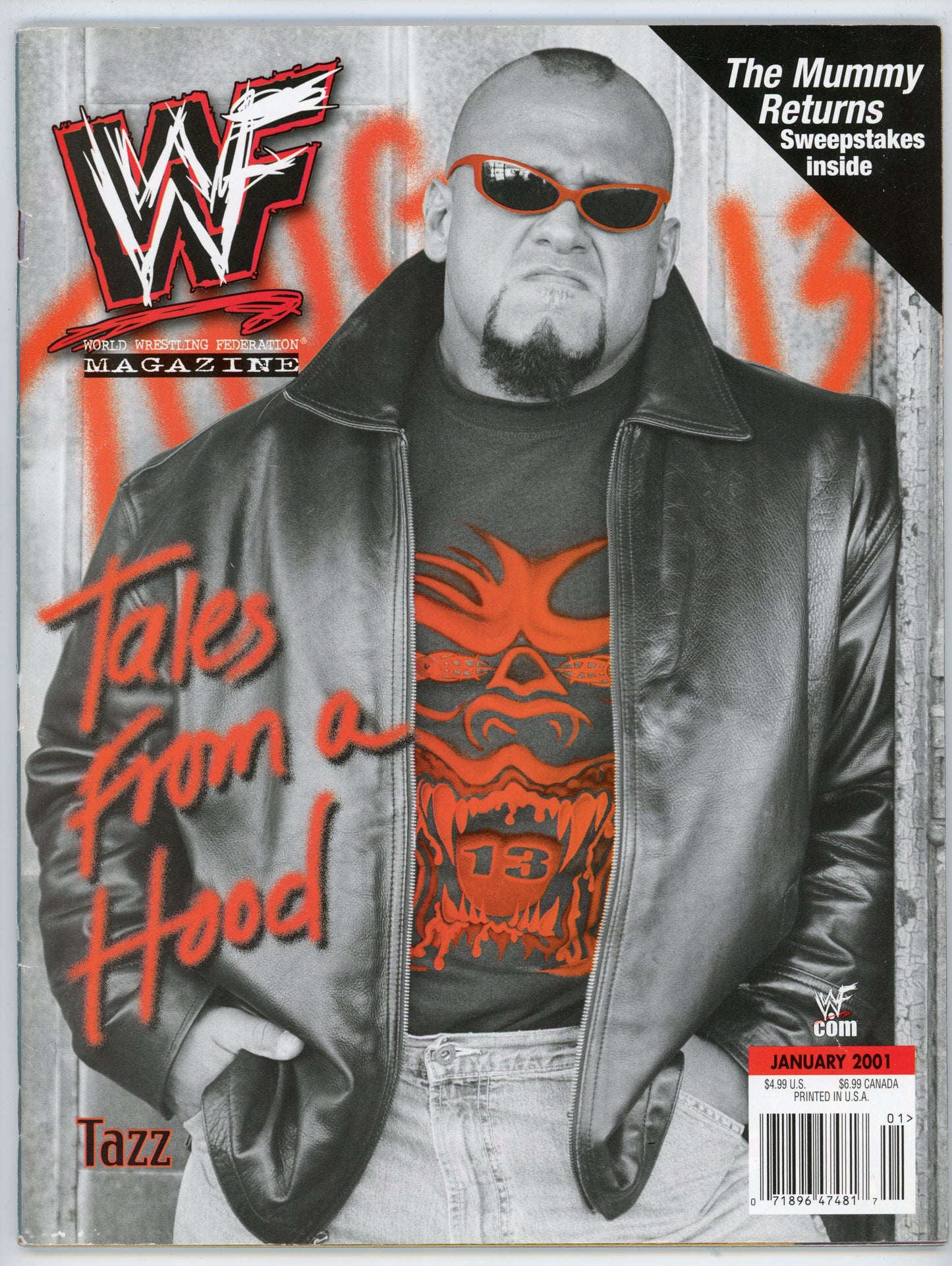 WWF WWE Vintage Wrestling Magazine (January 2001) Tazz Cover