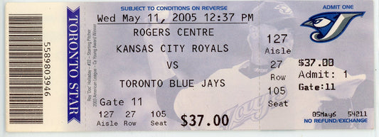 Kansas City Royals vs. Toronto Blue Jays Vintage Ticket Stub Exhibition Stadium 2005