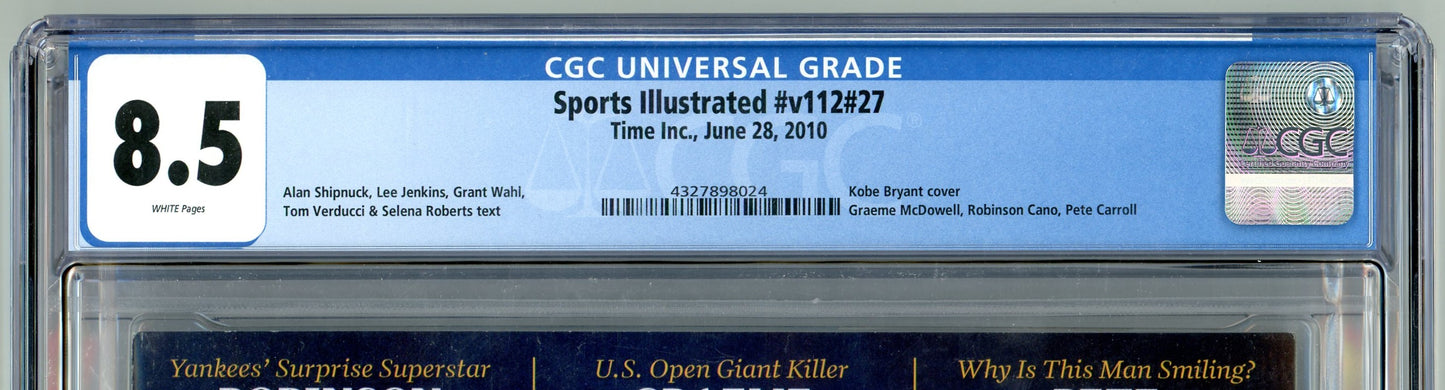 2010 Sports Illustrated #v112 #27 CGC 8.5 Kobe Bryant Cover Newsstand Edition