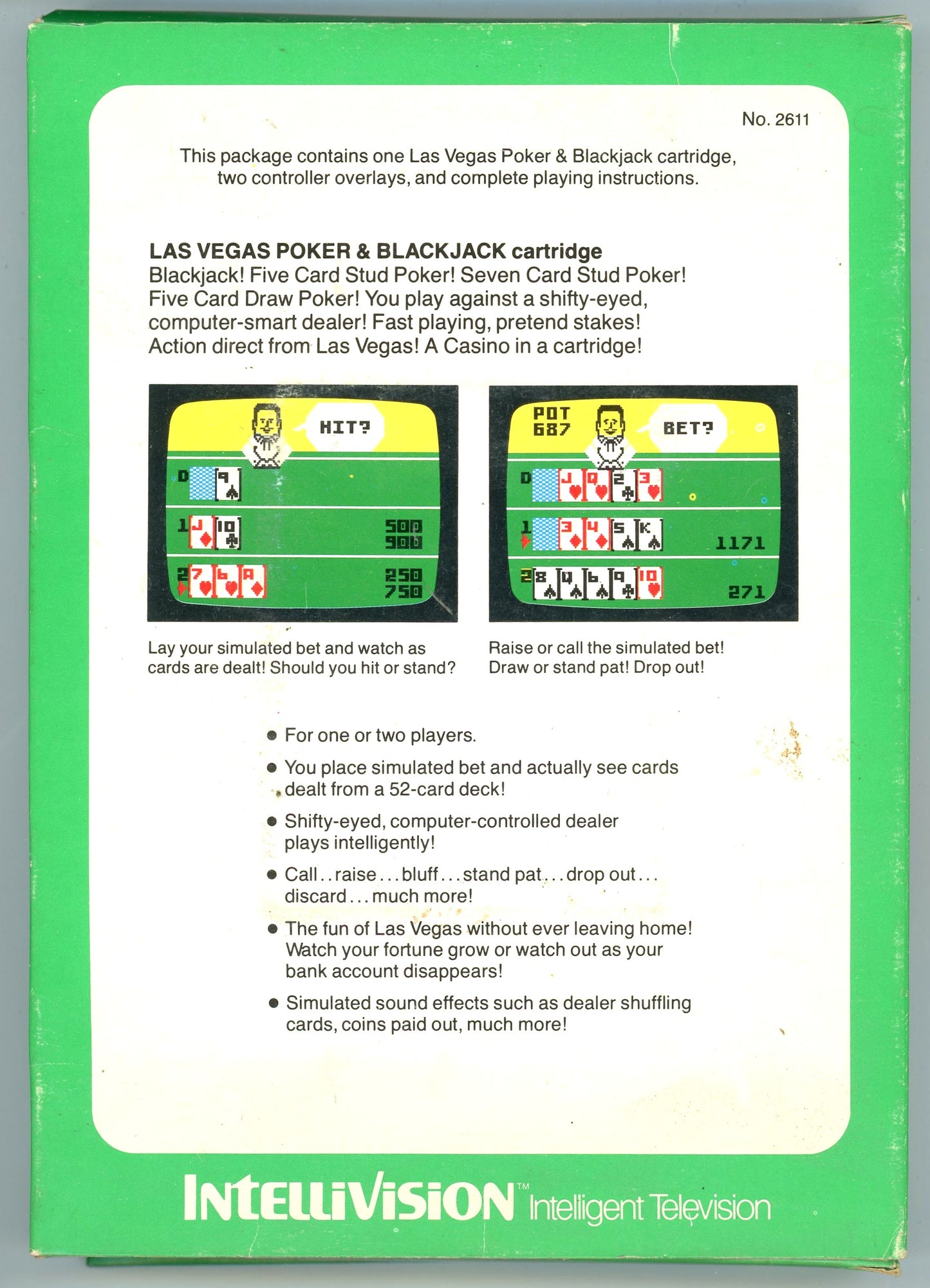 1979 Mattel Electronics Las Vegas Poker & Blackjack Intellivision Vintage Video Game Cartridge in Box