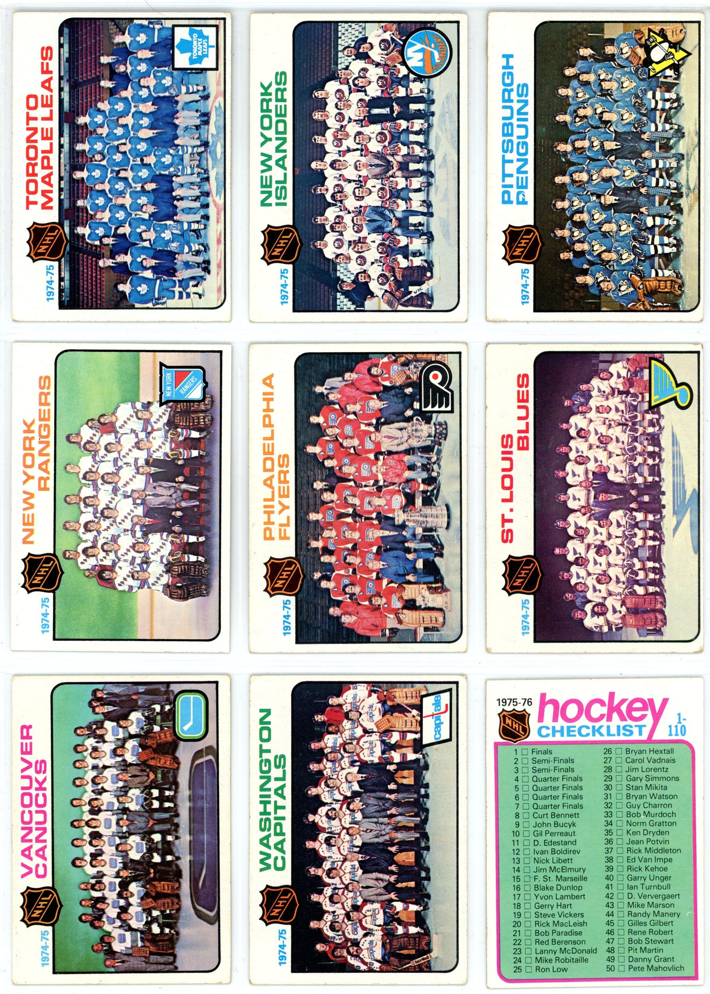 1975/76 Topps NHL Hockey Complete Set (330 Cards) VG+/EX Condition Bobby Orr, Lafleur
