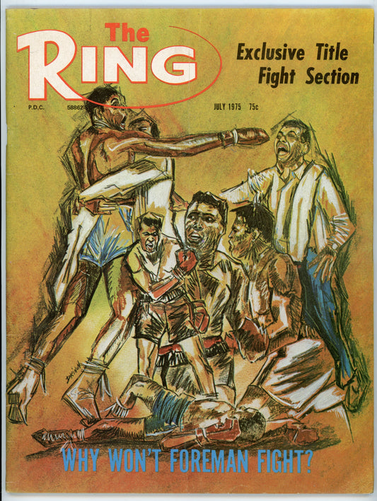 The Ring Vintage Boxing Magazine (July 1975) George Foreman Illustration Cover