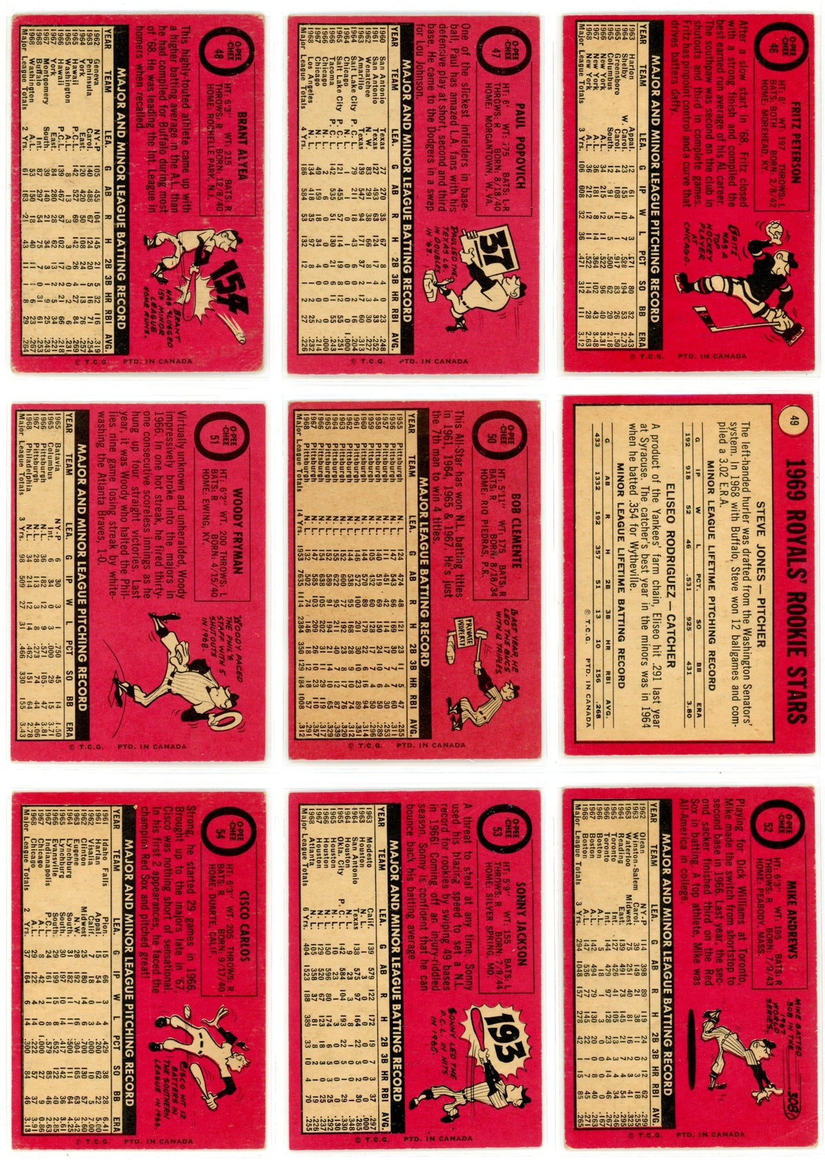 1969 OPC O-Pee-Chee MLB Baseball Complete Set (218 Cards) PR/FAIR Condition Low Grade