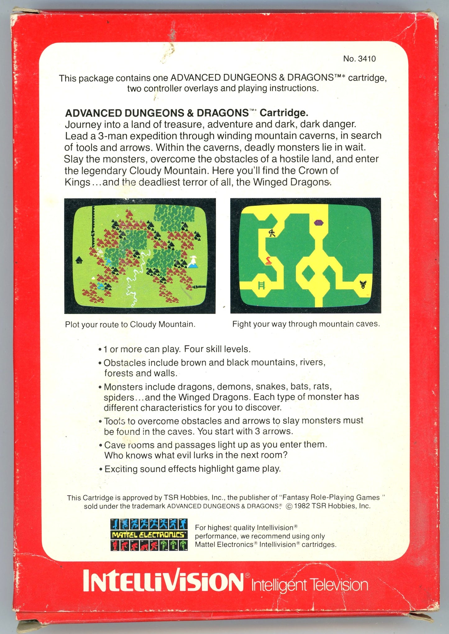 1982 Mattel Electronics Advanced Dungeons & Dragons Intellivision Video Game Cartridge in Box