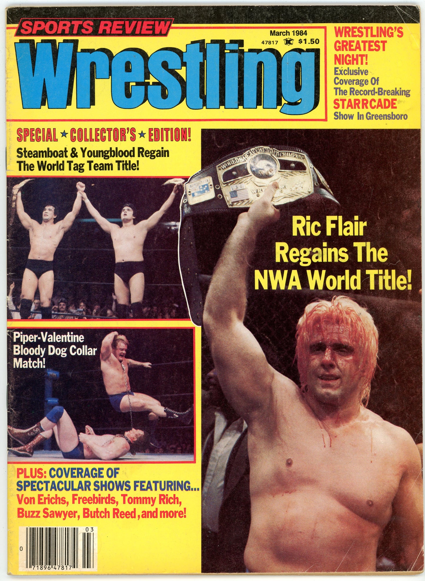 Sports Review Wrestling Vintage Magazine (March, 1984) Ric Flair NWA Title