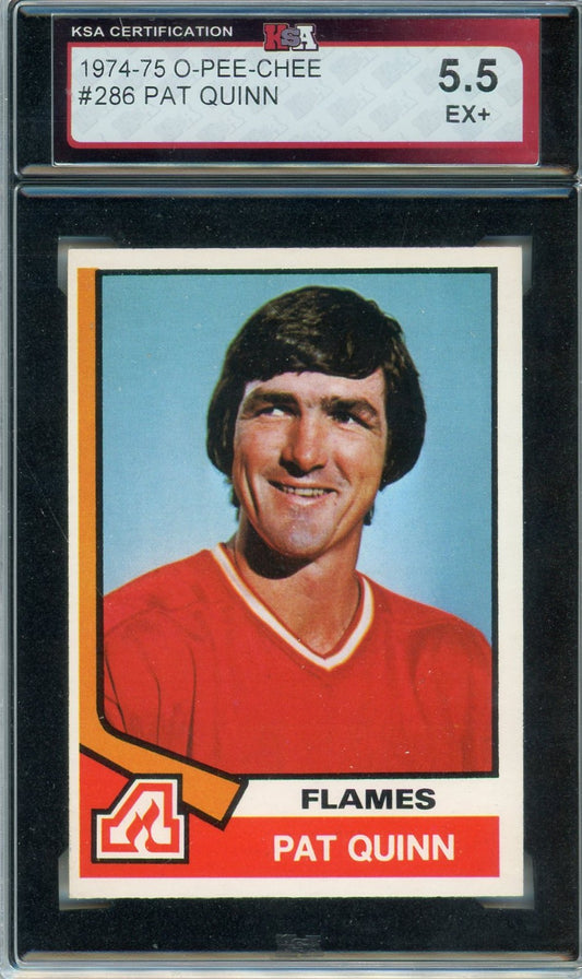 1974/75 OPC O-Pee-Chee Pat Quinn Graded Card #286 KSA 5.5