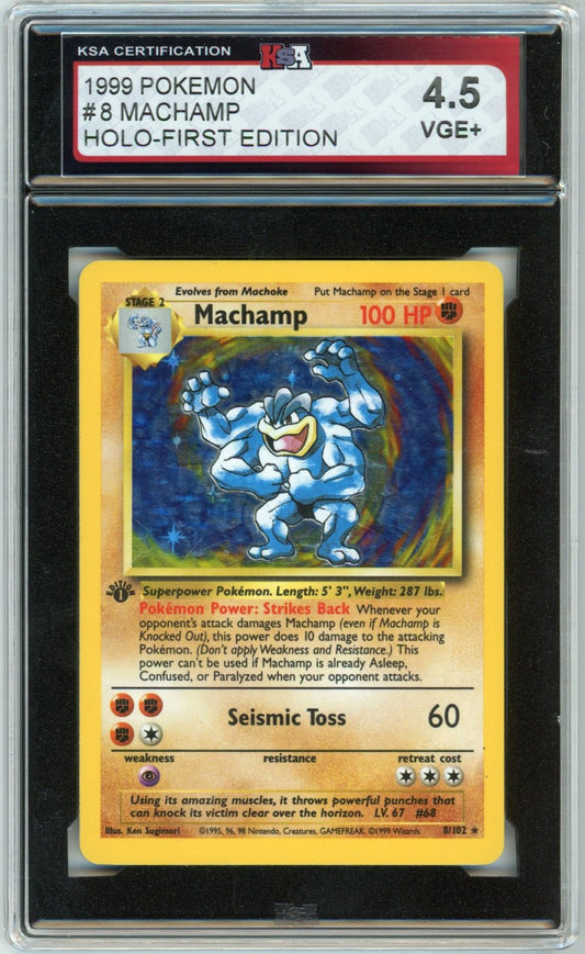 1999 Pokemon Machamp Holographic 1st Edition #8 Graded Card KSA 4.5