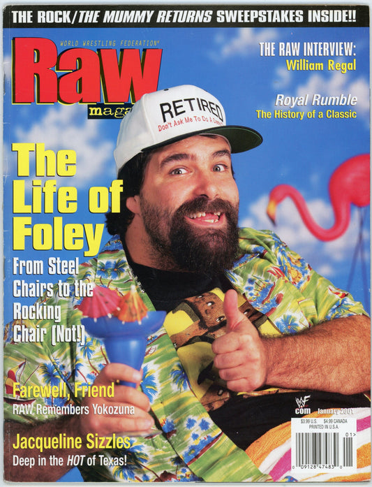 WWF WWE Raw Vintage Wrestling Magazine (January 2001) Mick Foley Cover