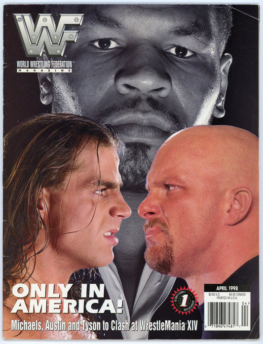 WWF WWE Vintage Wrestling Magazine (April 1998) Shawn Michaels / Steve Austin / Mike Tyson