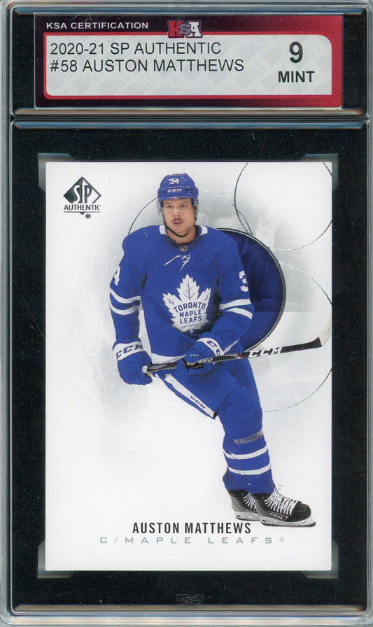 2020/21 Upper Deck SP Authentic Auston Matthews Graded Card #58 KSA 9