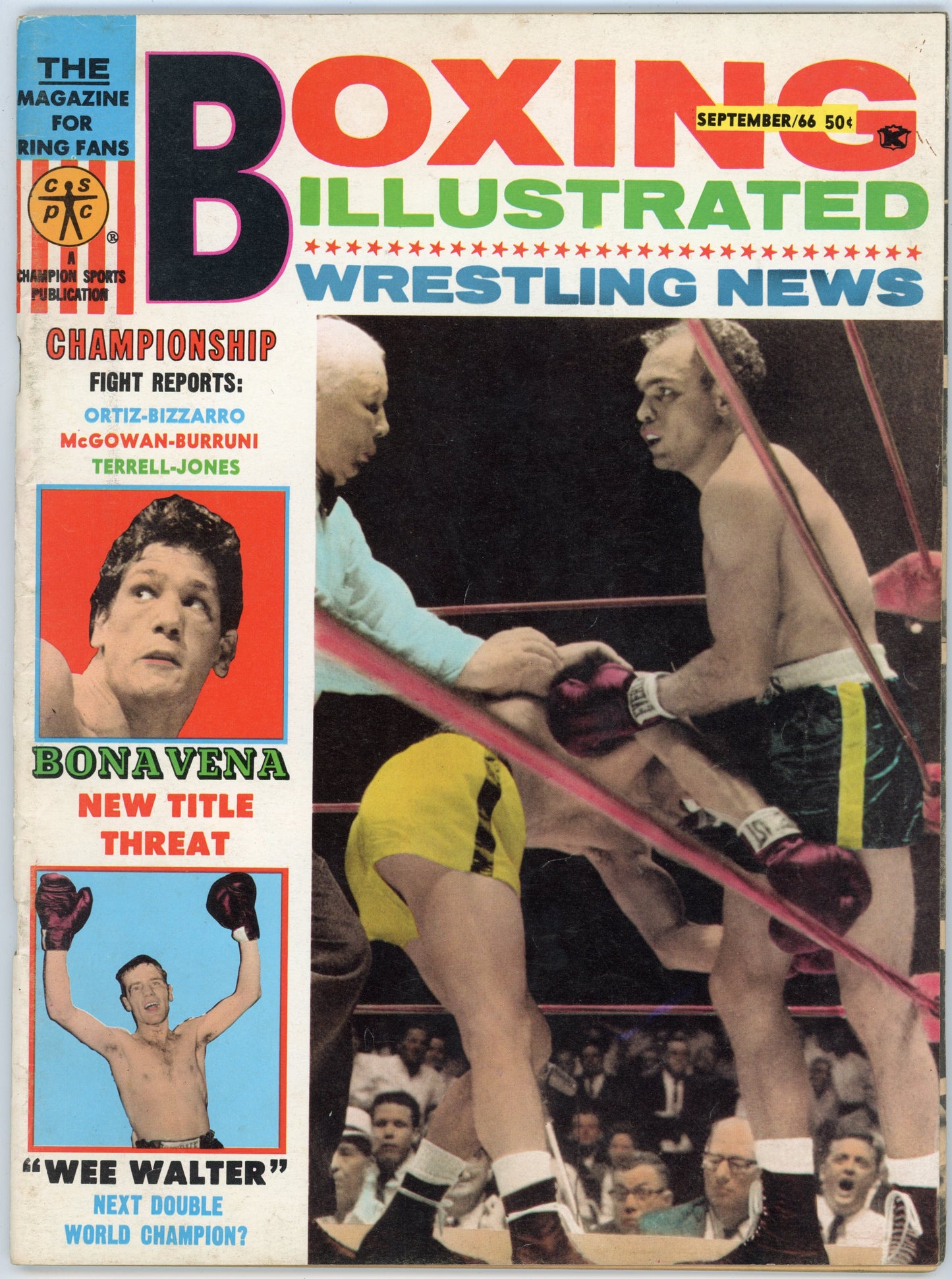 Boxing Illustrated Wrestling News Vintage Magazine (September 1966) Bona Vena, Wee Walter