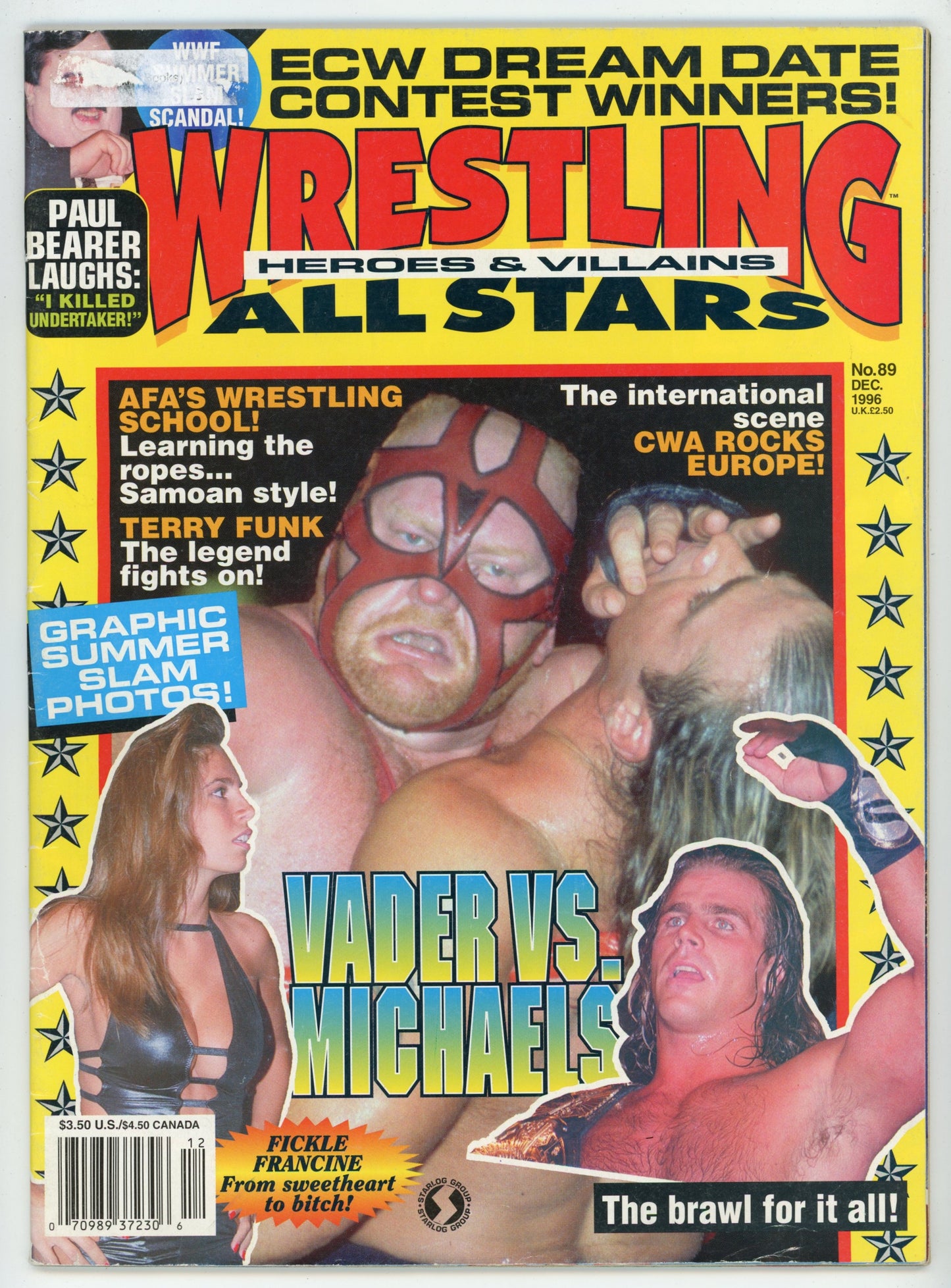 Wrestling All Stars Heroes & Villains Vintage Magazine (December 1996) Big Van Vader Cover