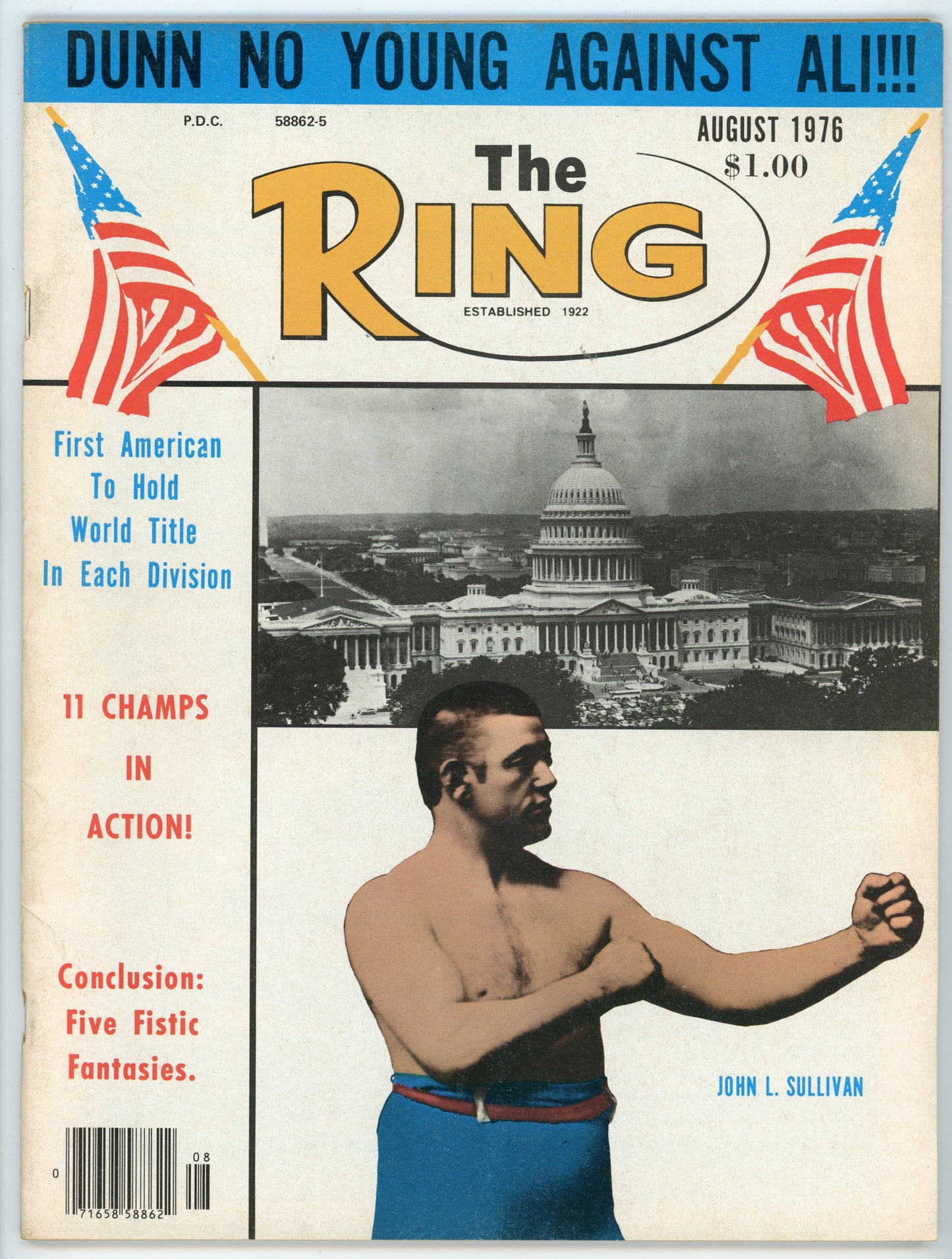 The Ring Vintage Boxing Magazine (August 1976) John L. Sullivan Cover