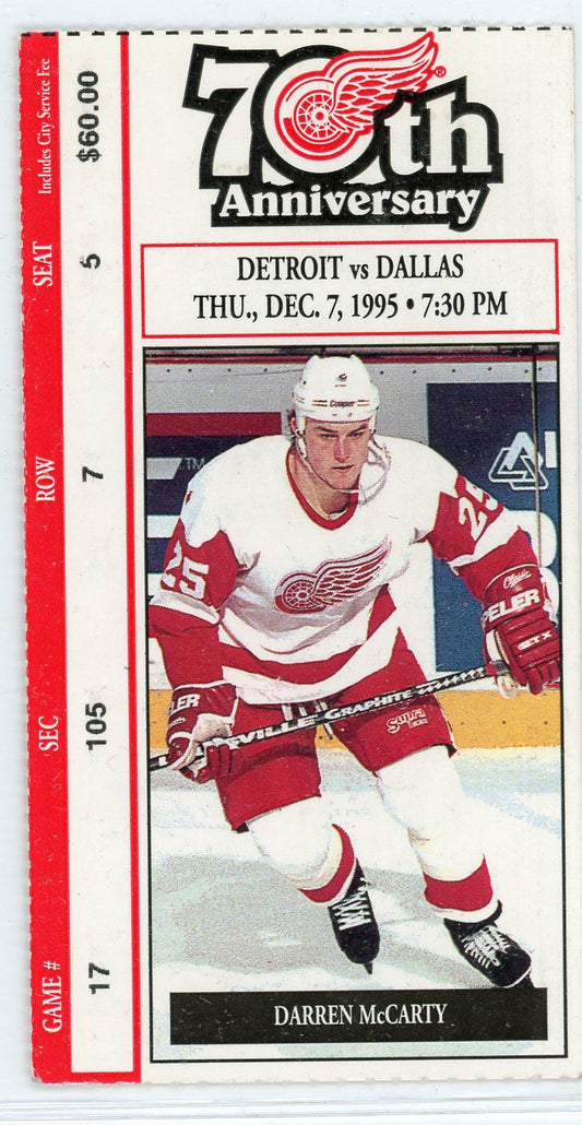 Detroit Red Wings vs. Dallas Stars Vintage Ticket 1995