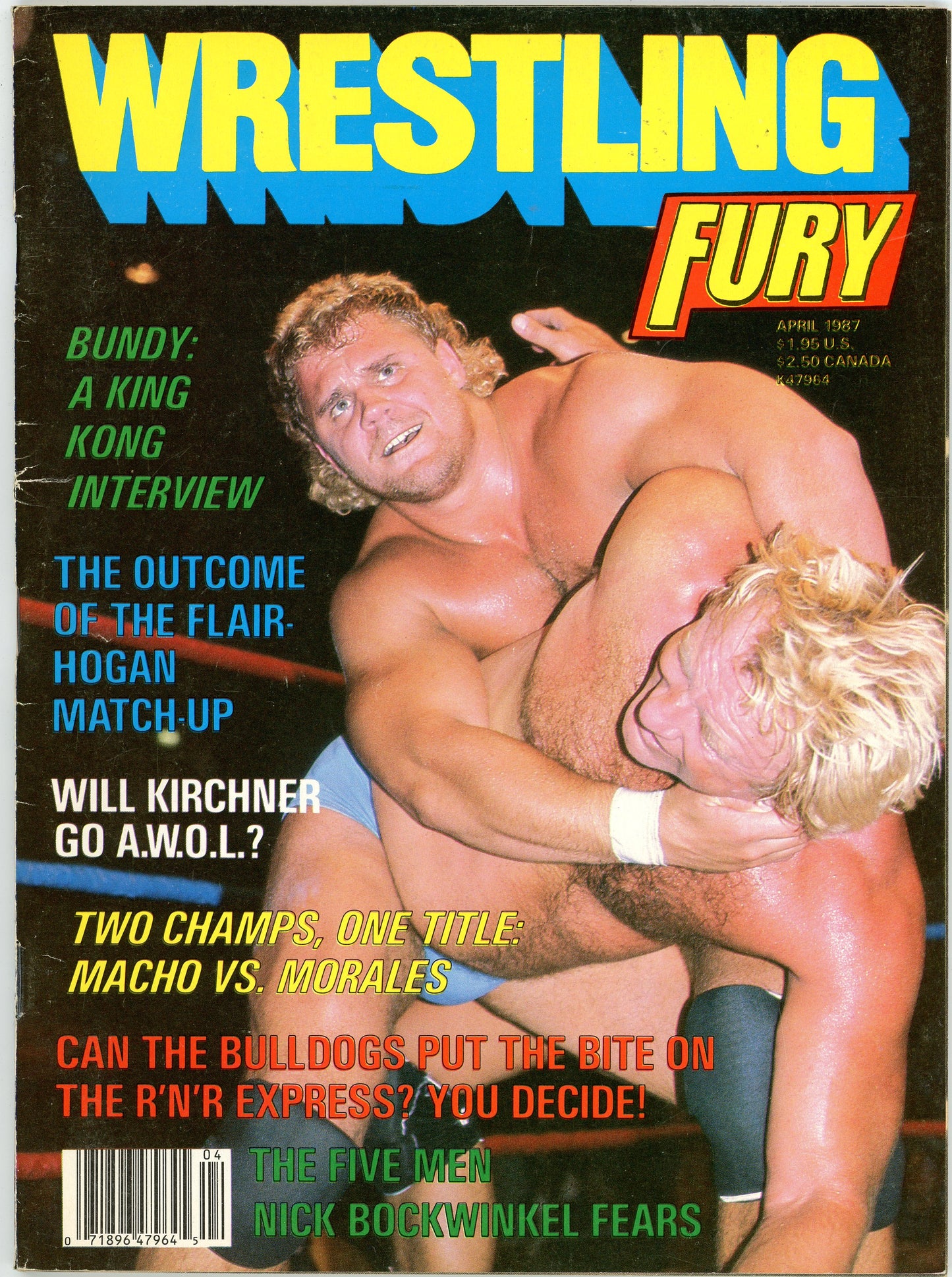 Wrestling Fury Vintage Magazine (April, 1987) Nick Bockwinkel