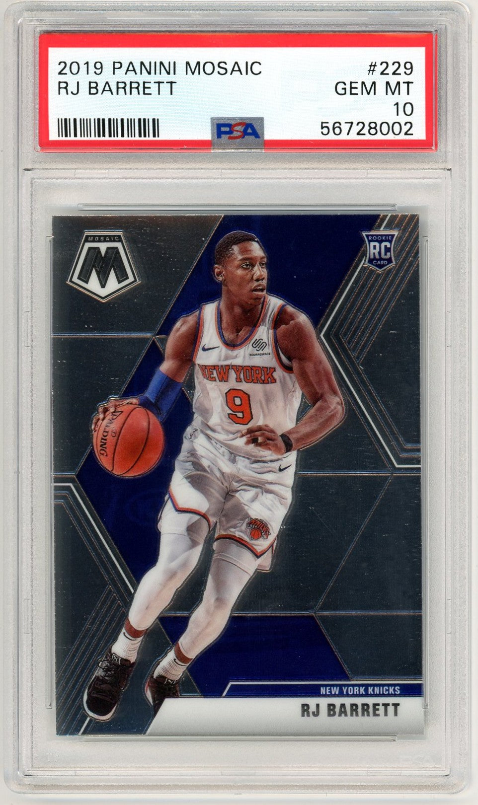 2019 Panini Mosaic RJ Barrett Graded Rookie Card #229 PSA 10