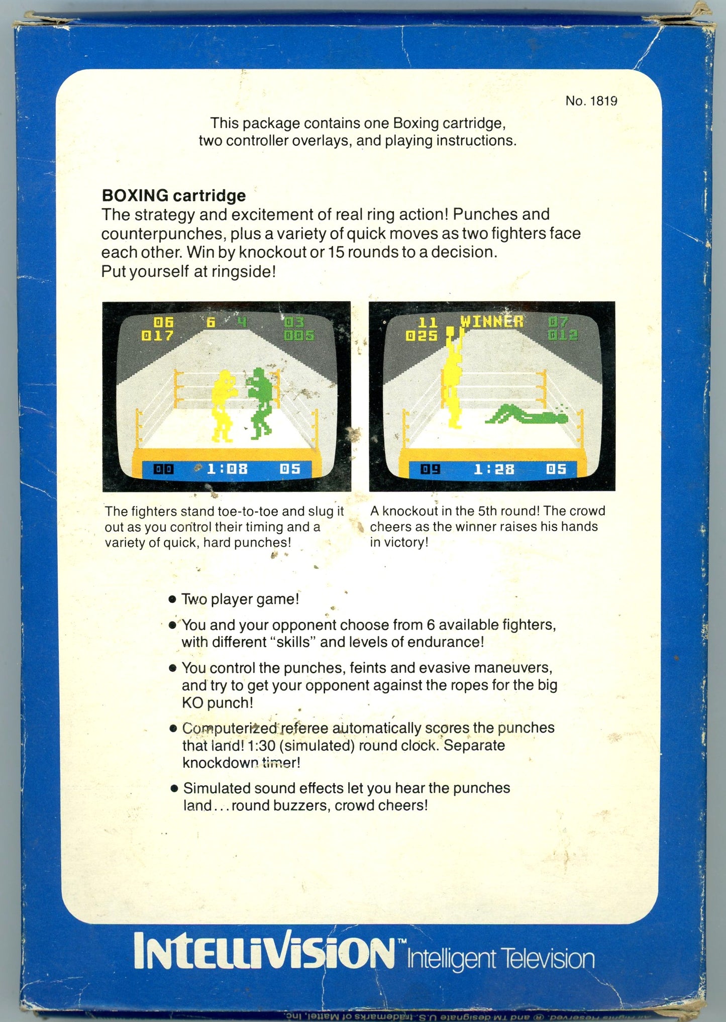 1980 Mattel Electronics Boxing Intellivision Video Game Cartridge in Box