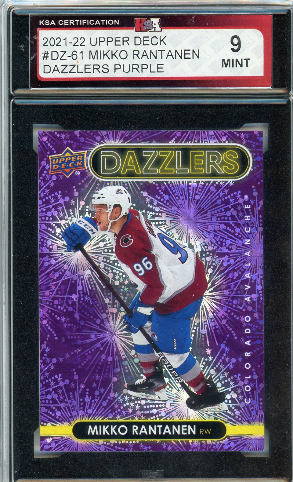2021/22 Upper Deck Mikko Rantanen Dazzlers Purple Graded Card #DZ-61 KSA 9